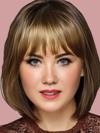 Wholesale 12 Inch Brown Monofilament Synthetic Wig with Bangs – Chin Length Tru2Life Fiber Wig