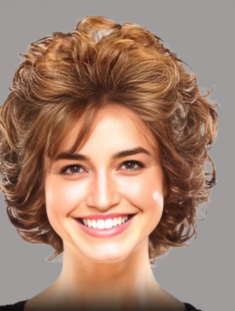 Wholesale Synthetic Classic Wig – Layered Chin Length Curly Auburn Heat Friendly