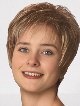 Wholesale Synthetic Brown Boycut Wig – Short Straight Capless Razor-Cut Wig for Women