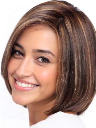 Wholesale 10-Inch Straight Brown Bob Wig – Lace Front Synthetic Wig with Monofilament Top