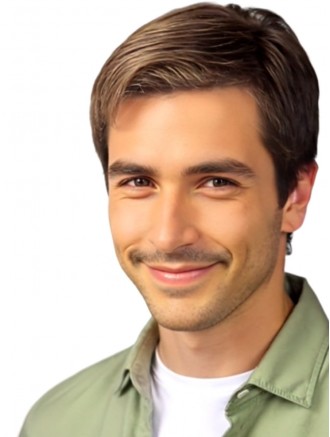 6 Inch Short Brown Straight Synthetic Men’s Wig with Lace Front & Mono Top – Wholesale