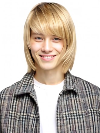 10 Inch Blonde Straight Remy Human Hair Men’s Wig with Mono Crown and Lace Front Wholesale