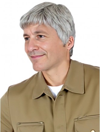 Wholesale Grey Straight 6 Inch 100% Hand-Tied Remy Human Hair Wig for Men UK