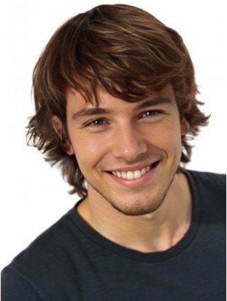 Wholesale Brown Synthetic Capless Wavy Short Men’s Wig