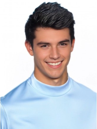 Wholesale Short Black Straight Remy Human Hair Monofilament Capless Wig for Men