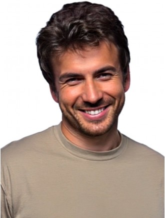 Wholesale 3 Inch Lace Front Wavy Brown Remy Human Hair Wig for Men