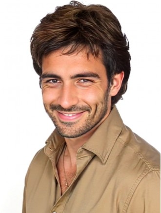  6 Inch Short Straight Brown Monofilament Remy Human Hair Wig for Men Wholesale