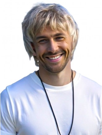 Wholesale Straight 8 Inch Grey Remy Human Hair Capless Men’s Wig