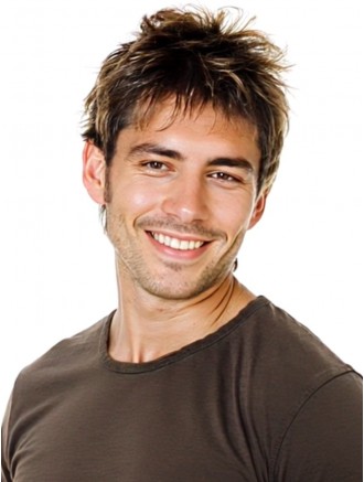 Short Brown Straight Remy Human Hair Men’s Wig with Bangs – 100% Hand-Tied Wholesale