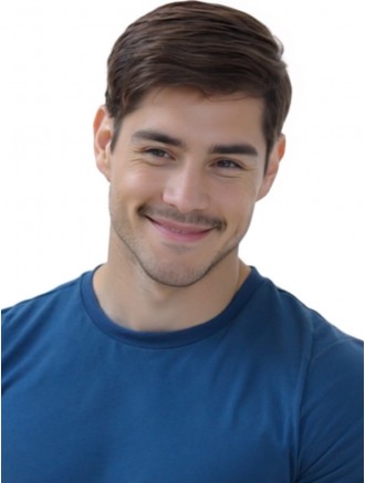 Wholesale Short Brown Straight 100% Hand-Tied Synthetic Men’s Wig
