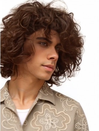 Wholesale 10 Inch Auburn Curly Remy Human Hair Capless Men’s Wig