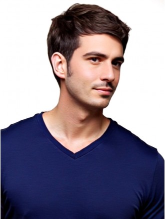 Straight Brown Remy Human Hair Wig for Men – Mono Top 100% Hand-Tied Wholesale