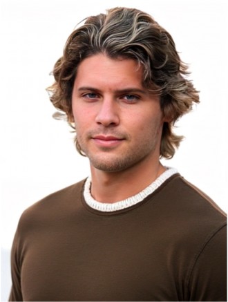 Curly Short Brown 100% Hand-Tied Synthetic Wholesale Men’s Wig