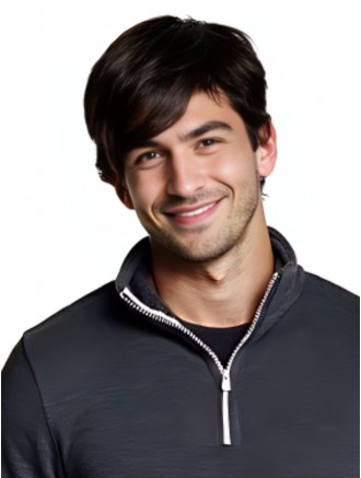 Short Brown Remy Human Hair Wig for Men with Bangs – Hand-Tied Straight Style Wholesale