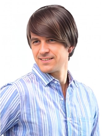 8 Inch Capless Short Straight Grey Synthetic Wig for Men Wholesale