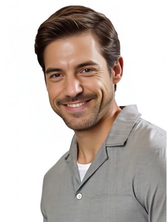 6 Inch Short Straight Brown Remy Human Hair Hand-Tied Wig for Men Wholesale