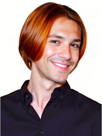 8 Inch Auburn Lace Front Straight Synthetic Wig for Men – Mono Top & Capless Design Wholesale