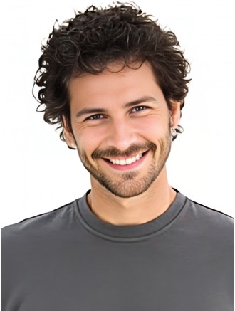 Wholesale Brown Short Curly Synthetic Lace Front Men’s Wig – Heat-Resistant Fiber