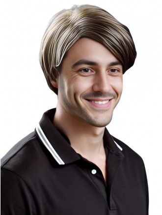 6 Inch Synthetic Capless Short Straight Custom Hair Systems for Men – Wholesale