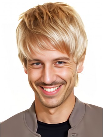 6 Inch Blonde Full Lace Straight Wig with Bangs for Men – Affordable Remy Human Hair Wholesale