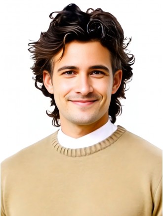 8 Inch Curly Brown 100% Hand-Tied Human Hair Wig for Men – Remy Wholesale