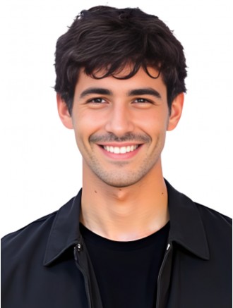 Black Short Curly Remy Human Hair Wig with Bangs for Men – Hand-Tied