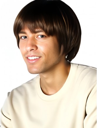 Chin-Length Auburn Straight Capless Synthetic Wig for Men Wholesale