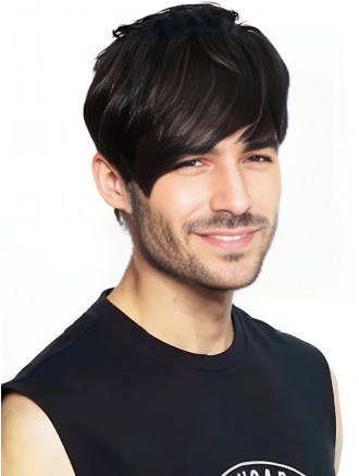 Short Straight Capless Remy Human Hair Wig for Men Wholesale