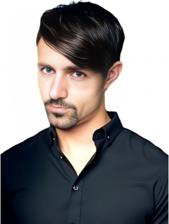 Black Short Straight Remy Human Hair Wig for Men – Lace Front with Monofilament Crown