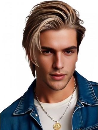 Wholesale 4 Inch Straight Synthetic Monofilament Part Lace Front Wig for Men