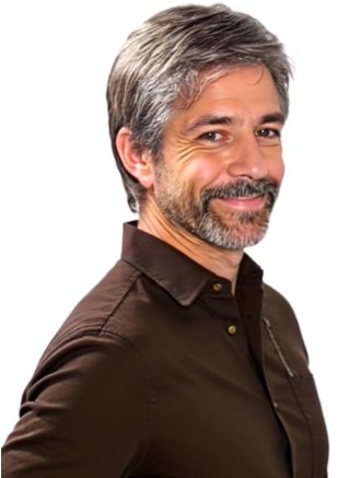 Wholesale 100% Hand-Tied 4 Inch Short Straight Gray Synthetic Wig for Men