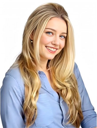 Wholesale 28 Inch Capless Synthetic Wavy 3/4 Wig – Blonde Heat-Friendly Hair