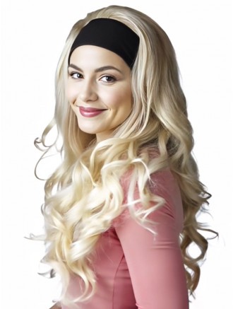 Long Wavy Blonde Synthetic 3/4 Capless Half Wig – 22 Inch Natural Look Wholesale Hairpiece