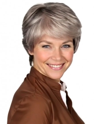 Wholesale 6 Inch Short Straight Grey Synthetic Wig – Heat Friendly Capless Style for Women