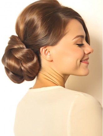 Wholesale Brown Synthetic Hair Bun with Pressure Clip