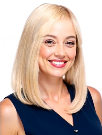 14 Inch Straight Blonde Remy Human Hair Topper – Affordable Hairpiece for Wholesale