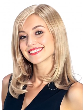 12 Inch Straight Blonde Remy Human Hair Topper – Monofilament Base Hairpiece