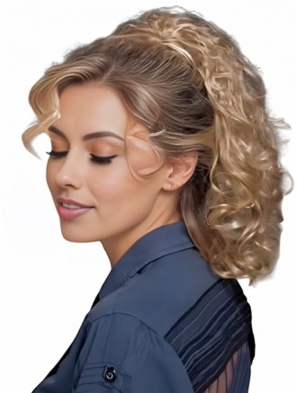 Wholesale Soft Curly Blonde Synthetic Ponytail Hairpiece – 16 Inch