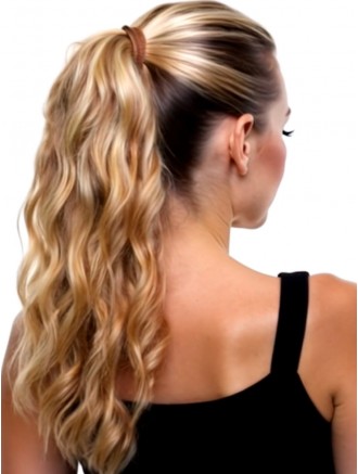 Wholesale Long Blonde Wavy Synthetic Ponytail Extensions